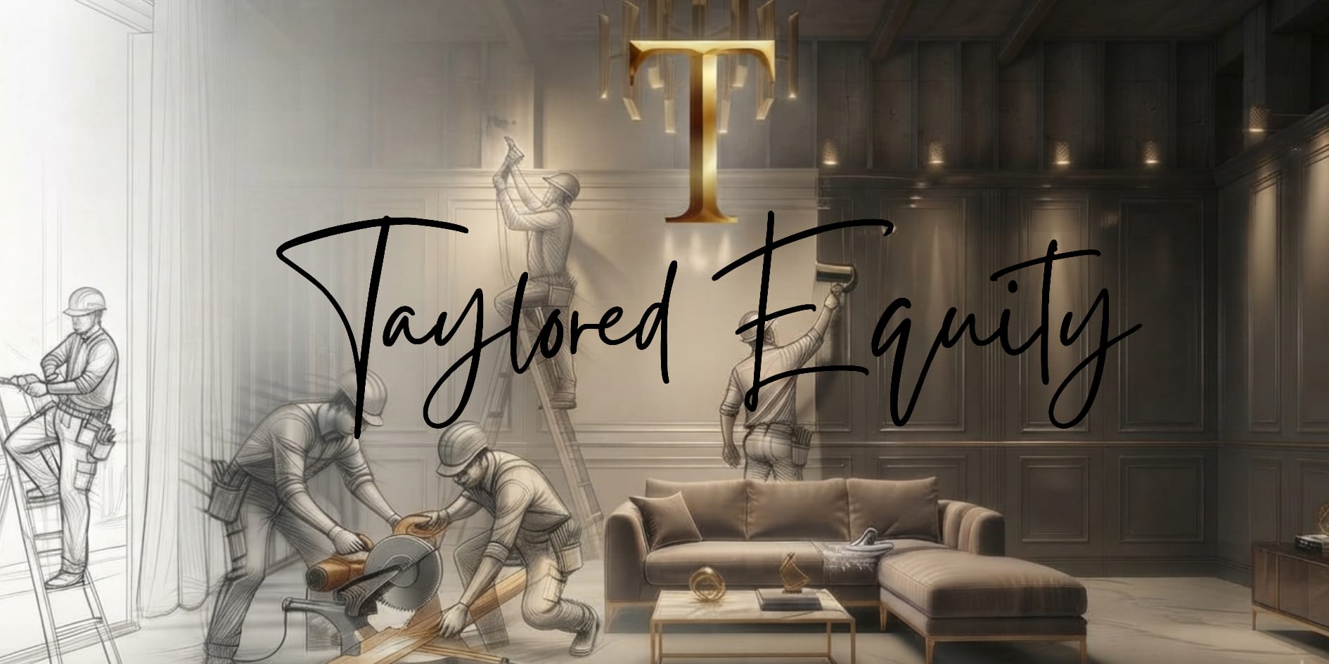 Taylored Equity — craftsmen transforming a room from sketch to finished interior